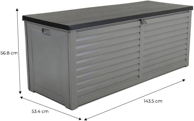 CHARLES BENTLEY Plastic Outdoor Storage Box Chest 390L, Grey, Light Grey