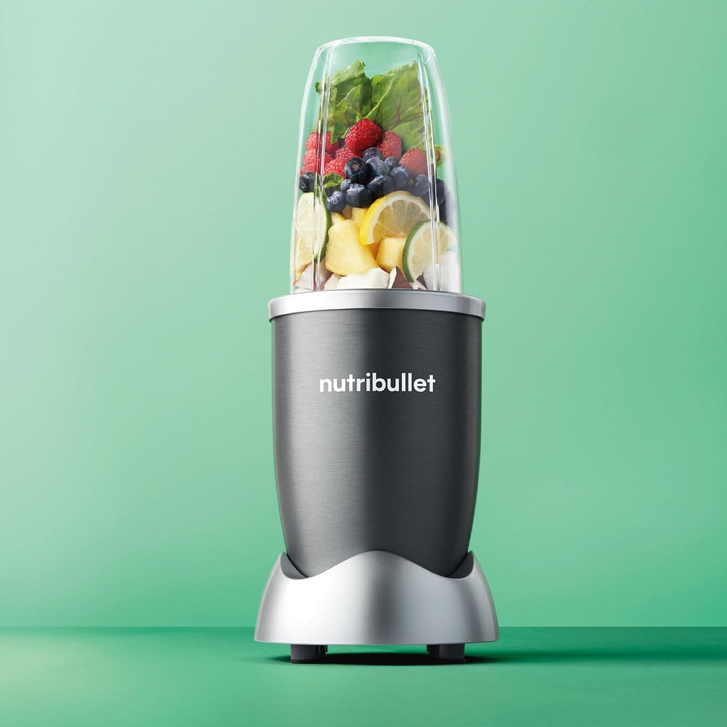 nutribullet Blender 600 Series in Graphite - Powerful 20,000 RPM Extractor Blends Frozen Fruit, Nuts & Ice - 7 Piece Kit Includes Tall Cup, Short Cup, Ideal for Smoothies