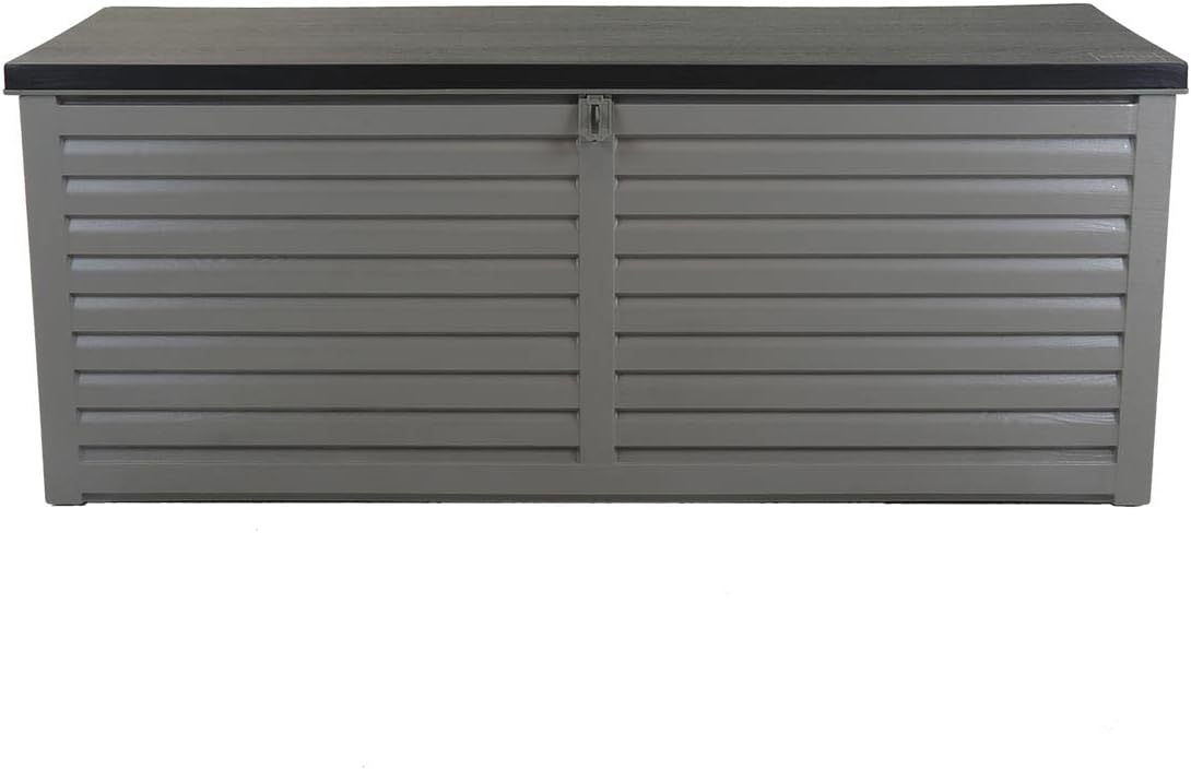 CHARLES BENTLEY Plastic Outdoor Storage Box Chest 390L, Grey, Light Grey