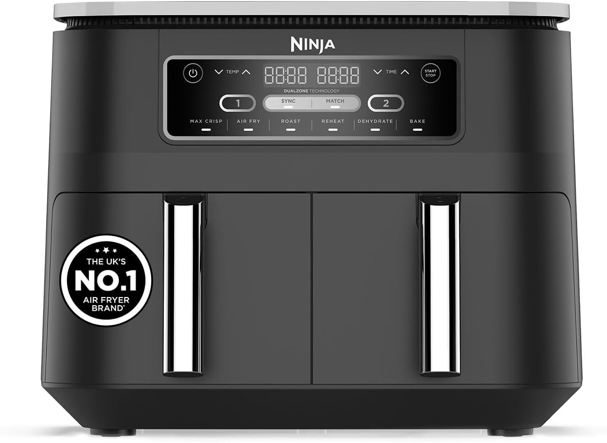 Ninja Foodi 6-in-1 Dual Zone 7.6L Air Fryer, 2 Drawers, Black AF300UK