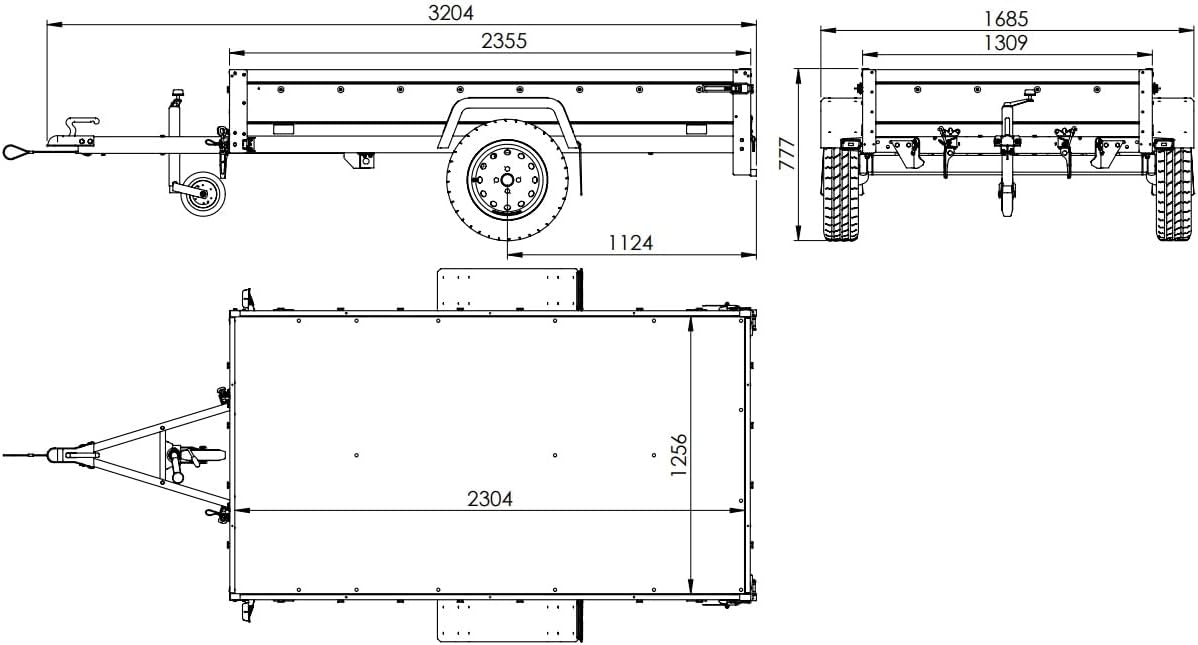 UNITRAILER Faltbarer Anhänger Garden Trailer 230 Kipp mit zusätzlichen Bordwänden, Stützrad und Flachplane