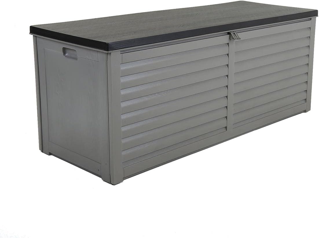 CHARLES BENTLEY Plastic Outdoor Storage Box Chest 390L, Grey, Light Grey