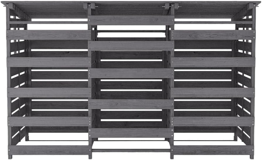 Warmiehomy 3 Wheelie Bin Storage 3x240L Bin Storage for Wheelie Bin,Grey