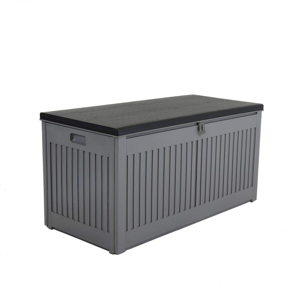 CHARLES BENTLEY Plastic Outdoor Storage Box Chest 390L, Grey, Light Grey