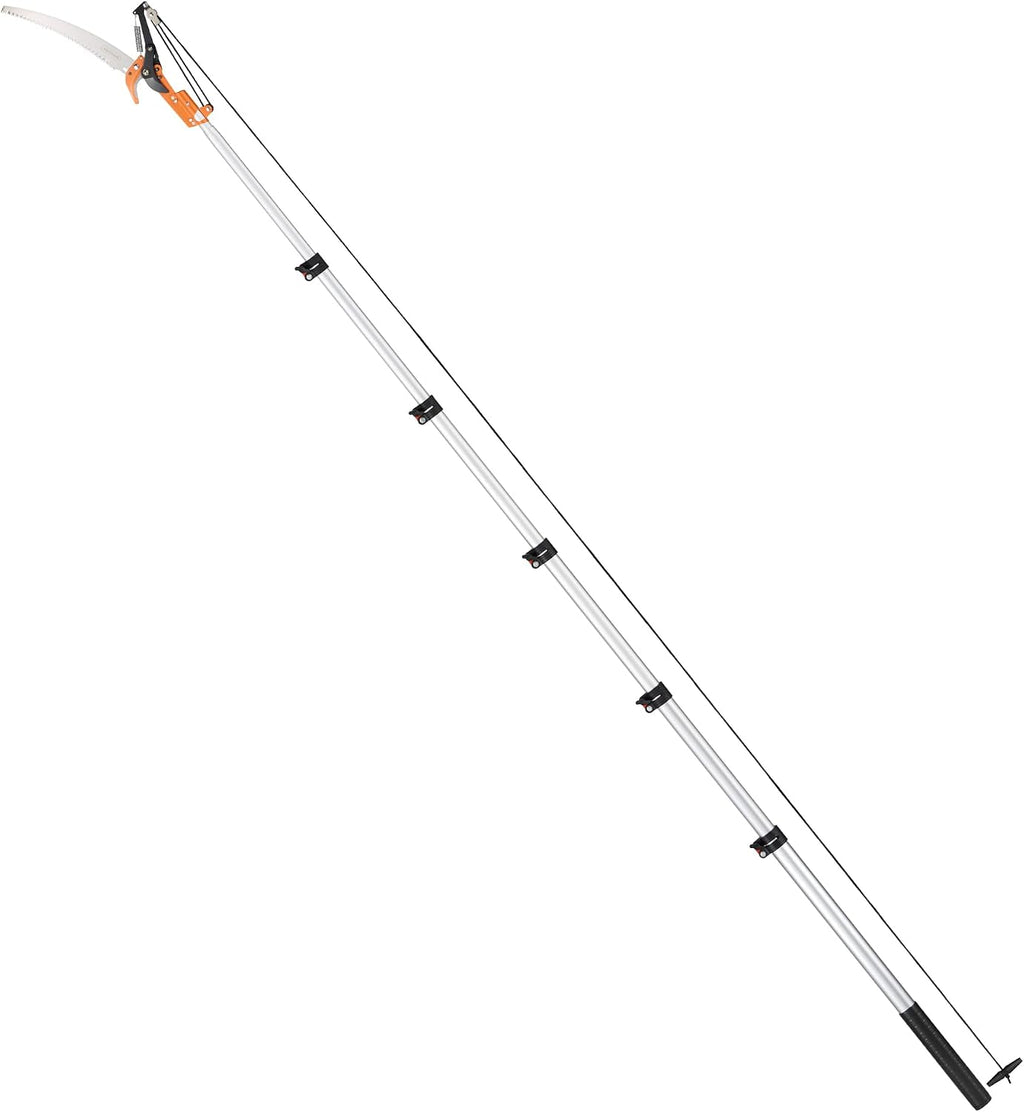 VonHaus Telescopic Tree Pruner & Lopper 2 in 1 – Long Reach 5.3m Cutter, Retractable & Extendable Pole Saw for Branches – Lightweight Aluminium Pole, Steel Blade – Blade Cover Included