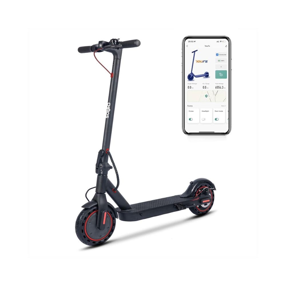 Chaos GT8 Electric Scooter – 350w Motor, 15.5mph Top Speed, App-Enabled | 8.5" Solid Tyres, Dual Brake System, Foldable Lightweight E-Scooter – IP54 Rated | Not Road Legal