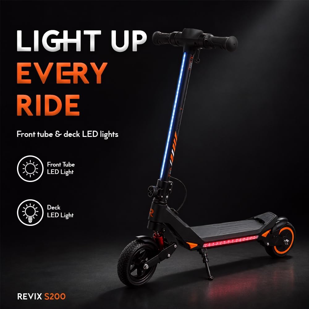 Revix S200 Kids Electric Scooter, Foldable, LED Display, Suspension, 6+