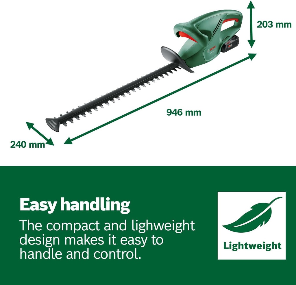Bosch Cordless Hedge Cutter EasyHedgeCut 18-45 (Without Battery, 18 Volt System, Blade Length 45 cm, in Carton Packaging)