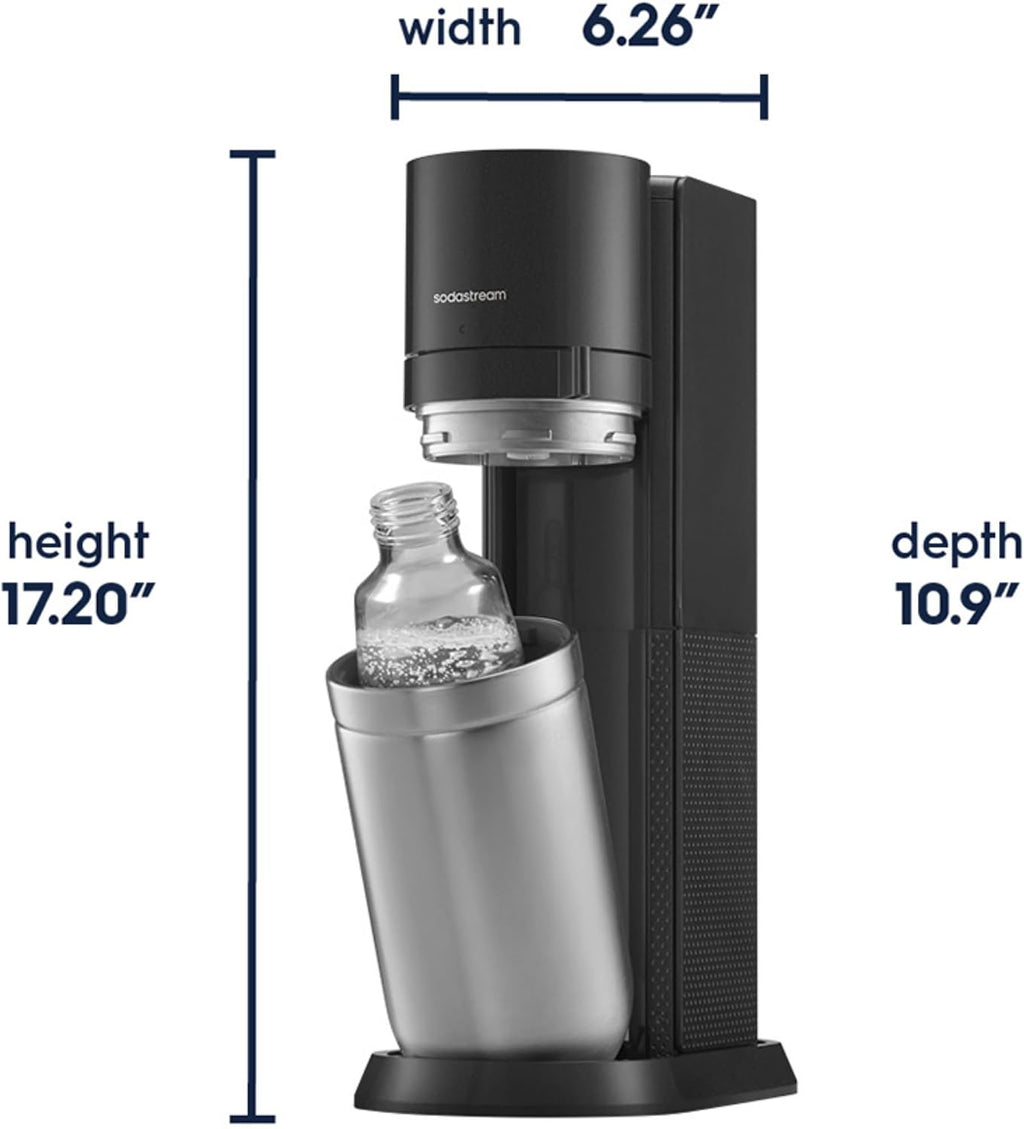 SodaStream Duo Sparkling Water Maker, Sparkling Water Machine & 2x 1L Fizzy Water Bottles, Retro Drinks Maker w. BPA-Free Water Bottle, Glass Carafe & Gas Bottle for Home Carbonated Water - Black