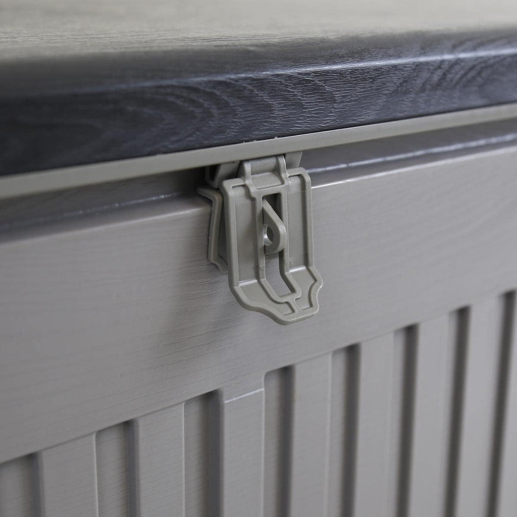CHARLES BENTLEY Plastic Outdoor Storage Box Chest 390L, Grey, Light Grey