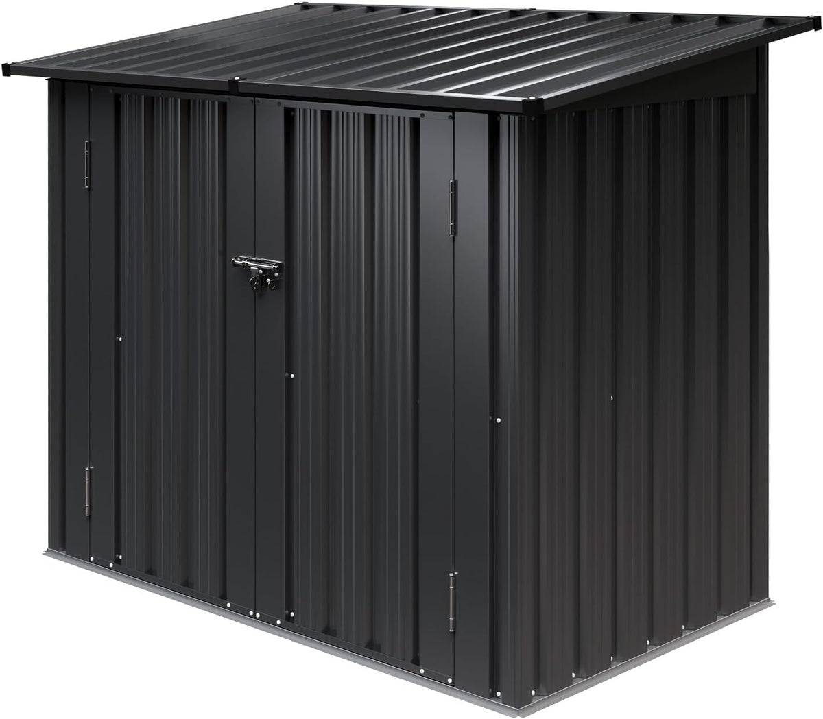 Aoxun 4.7x2.9ft(Overall Dimensions) Metal Garden Shed, Openable Front & Top Doors, Outdoor Galvanized Tool Storage Shed, Sheds and Outdoor Storage for Backyard Garage Lawn, Black
