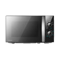 TOSHIBA Black Mirror Front Microwave 20 Liter 700W Manual Control, Compact with 5 Power Levels, Automatic Defrost, Perfect for 9'' Pizza, Clock and Timer, Easy Clean, MW2-MM20PF(MB)