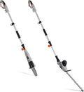 VonHaus Pole Hedge Trimmer & Chainsaw 2 in 1 750W – Corded Electric Extendable Reach 2.4m Cutter for Hedges, Bushes, Branches, Shrubs, Twigs – Comes with Blade Cover, 10m Cable, Harness & More