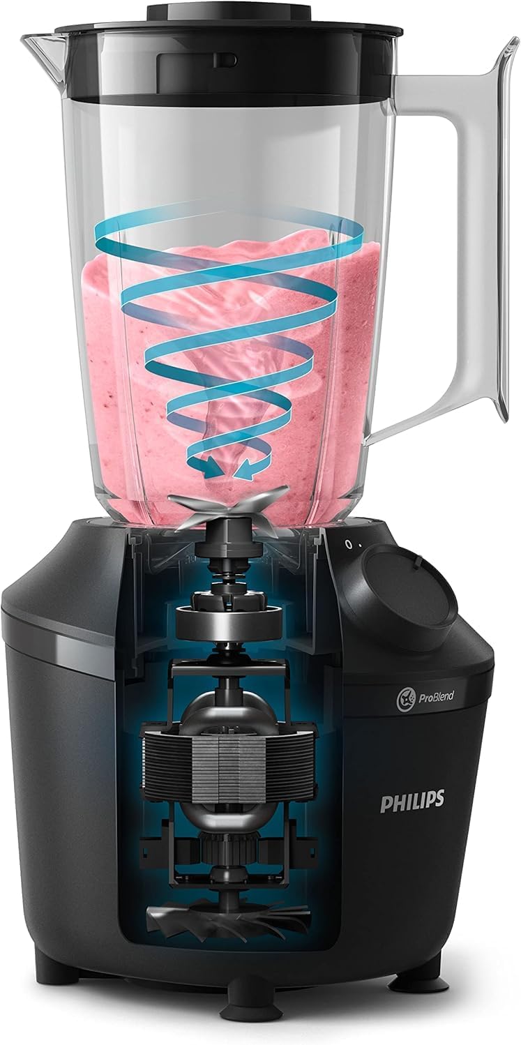 Philips Blender 3000 Series, 450W ProBlend, 1.9L Plastic Jar, Black
