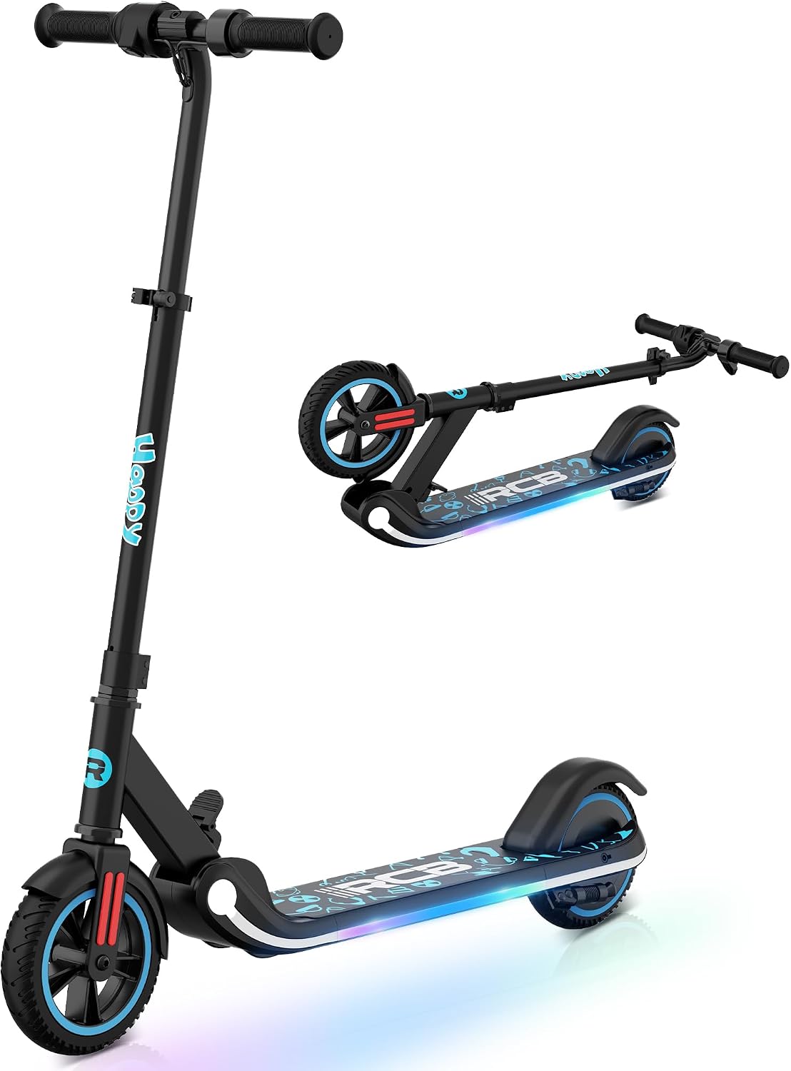 RCB Electric Scooter for Kids, 150W Motor - Max 9.94mph - Colorful LED Lights - Foldable - LED Display,Kids E Scooter for Age 6-12