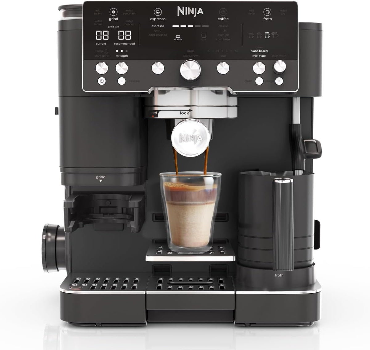 Ninja Luxe Premier 3-in-1 Coffee Machine, Cappuccino, Black ES601UKBK