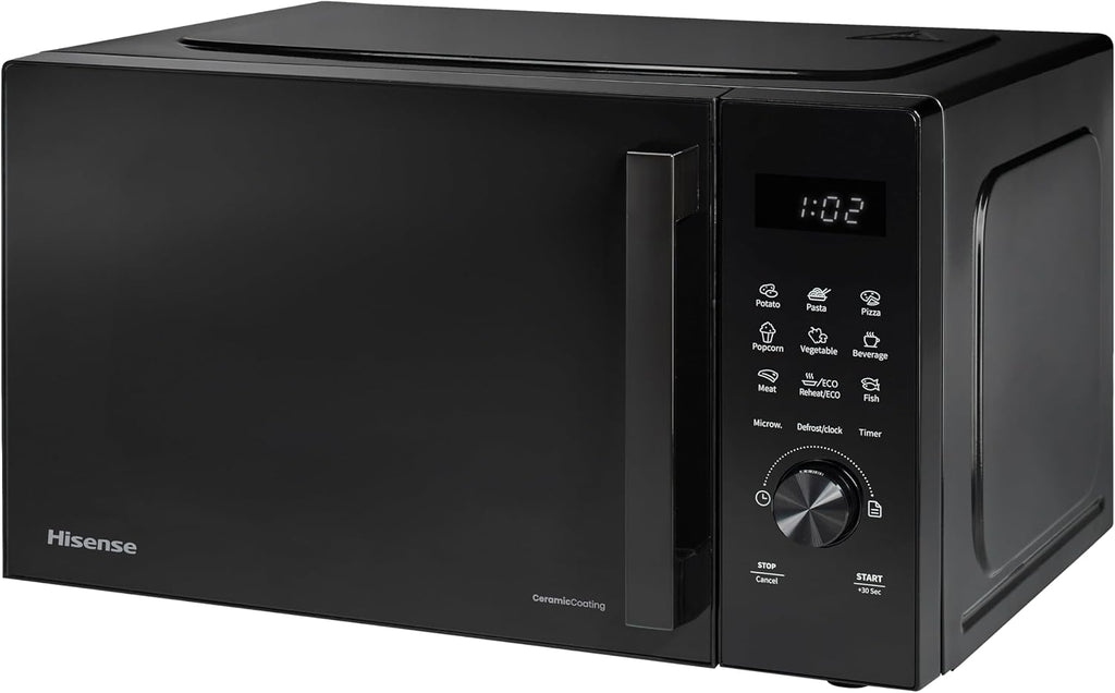 Hisense 700 Watts 20 Litre Inverter Microwave Oven H20MOBP1HIUK Black, Automatic Defrost, 5 power levels, Easy Clean, H24.1 x W43.4 x D32.9 cm Freestanding