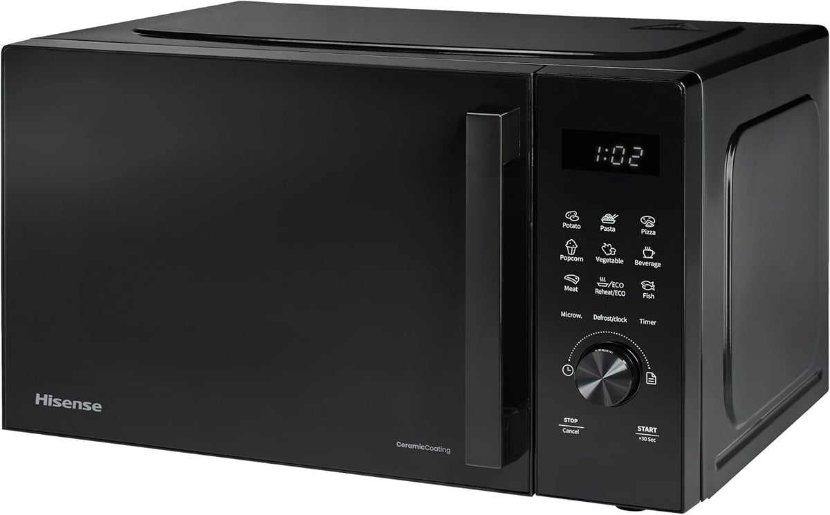 Hisense 700 Watts 20 Litre Inverter Microwave Oven H20MOBP1HIUK Black, Automatic Defrost, 5 power levels, Easy Clean, H24.1 x W43.4 x D32.9 cm Freestanding