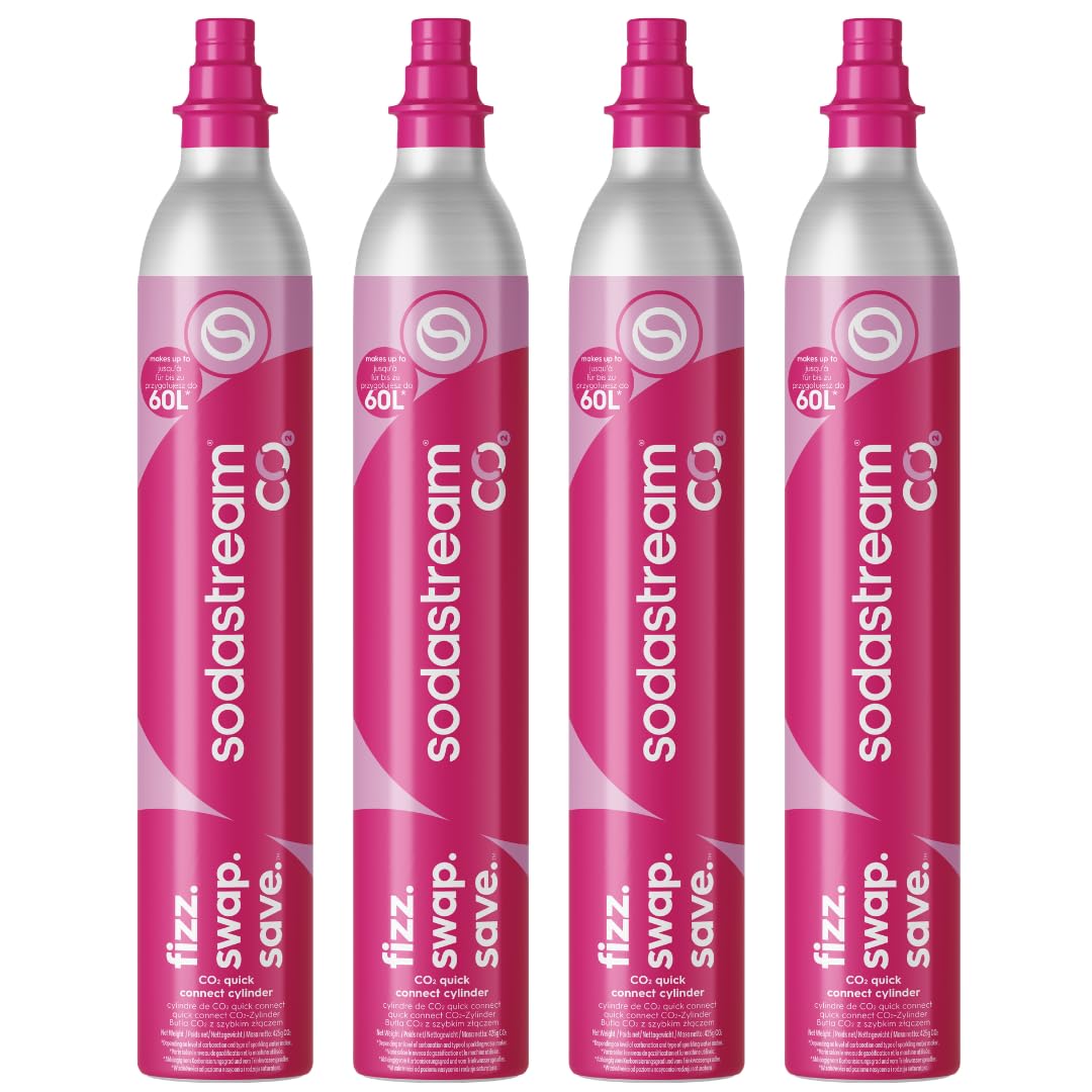 SodaStream CO2 Gas Cylinder Refill 2 Pack, 2 x 60L Pink Quick Connect, Soda Stream Gas Refill, Makes Up to 120 Litres, Compatible with Terra, Duo, Art, Gaia, ULTIMATE, E-Duo and ENSO