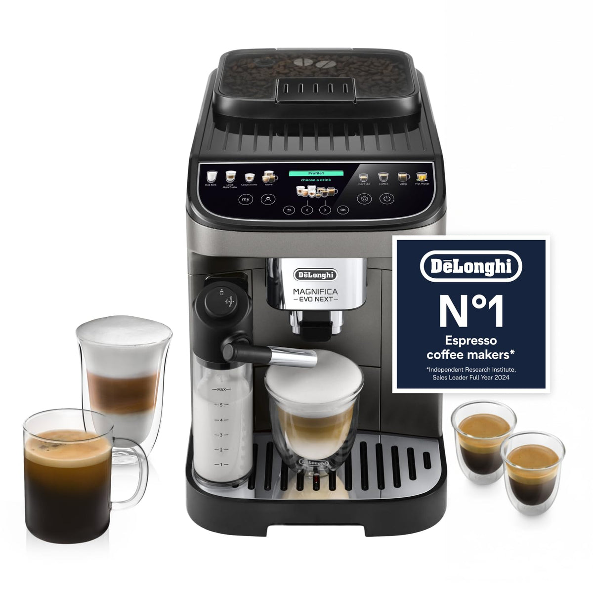 De'Longhi Magnifica Evo, Bean to Cup Coffee and Cappuccino Maker, ECAM292.33.SB, Silver