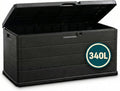 Large Garden Storage Box 340L – Plastic Outdoor Cushion Storage Chest with Lockable Lid – Water Resistant Deck Box for Parcels, Tools & Toys, Grey