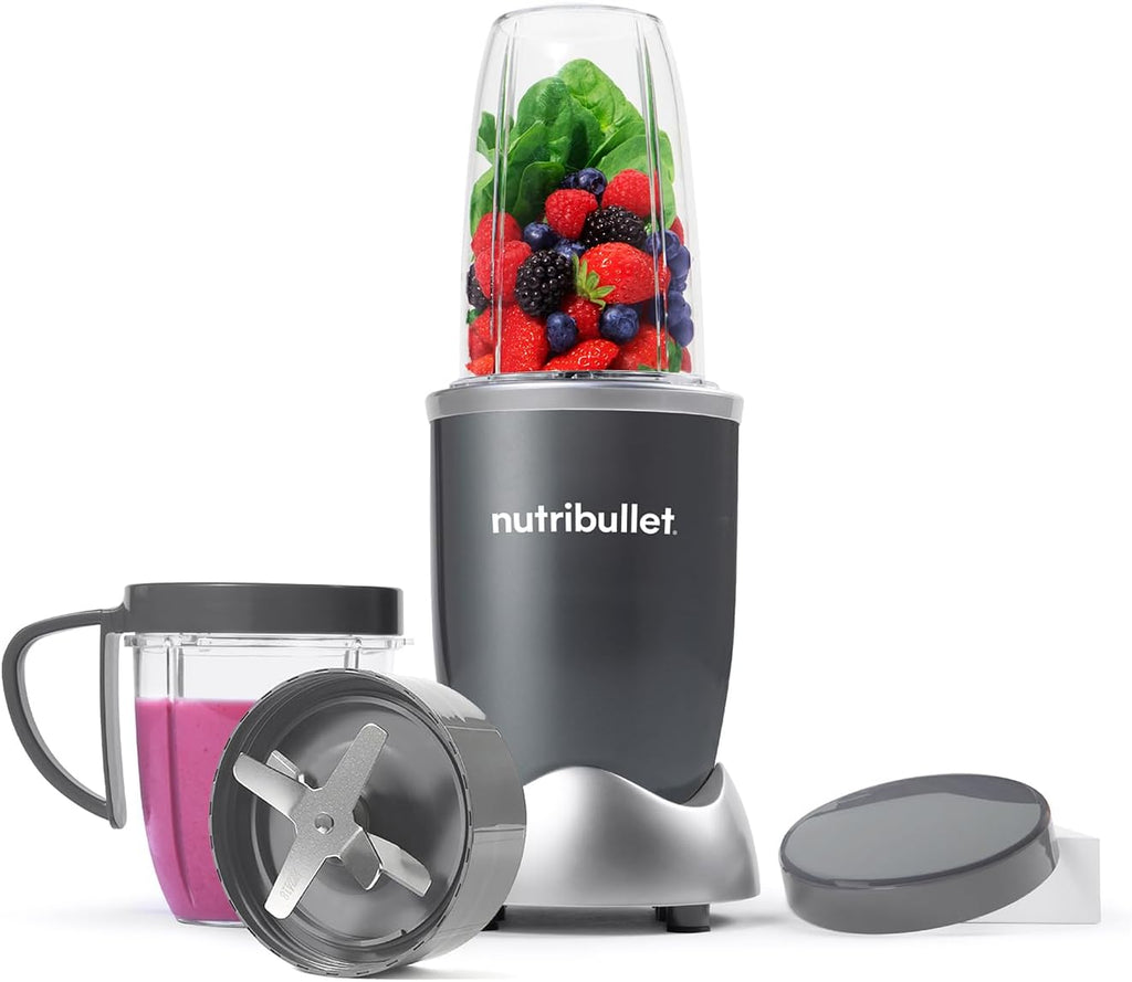nutribullet Blender 600 Series in Graphite - Powerful 20,000 RPM Extractor Blends Frozen Fruit, Nuts & Ice - 7 Piece Kit Includes Tall Cup, Short Cup, Ideal for Smoothies