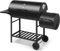 VonHaus Charcoal BBQ – Portable Barrel Barbecue with Offset Smoker, Temperature Gauge, Wheels, Large Cooking Grill, Air Vents – 2 in 1 Barbeque and Smoker – Grill Meat, Fish & Vegetables