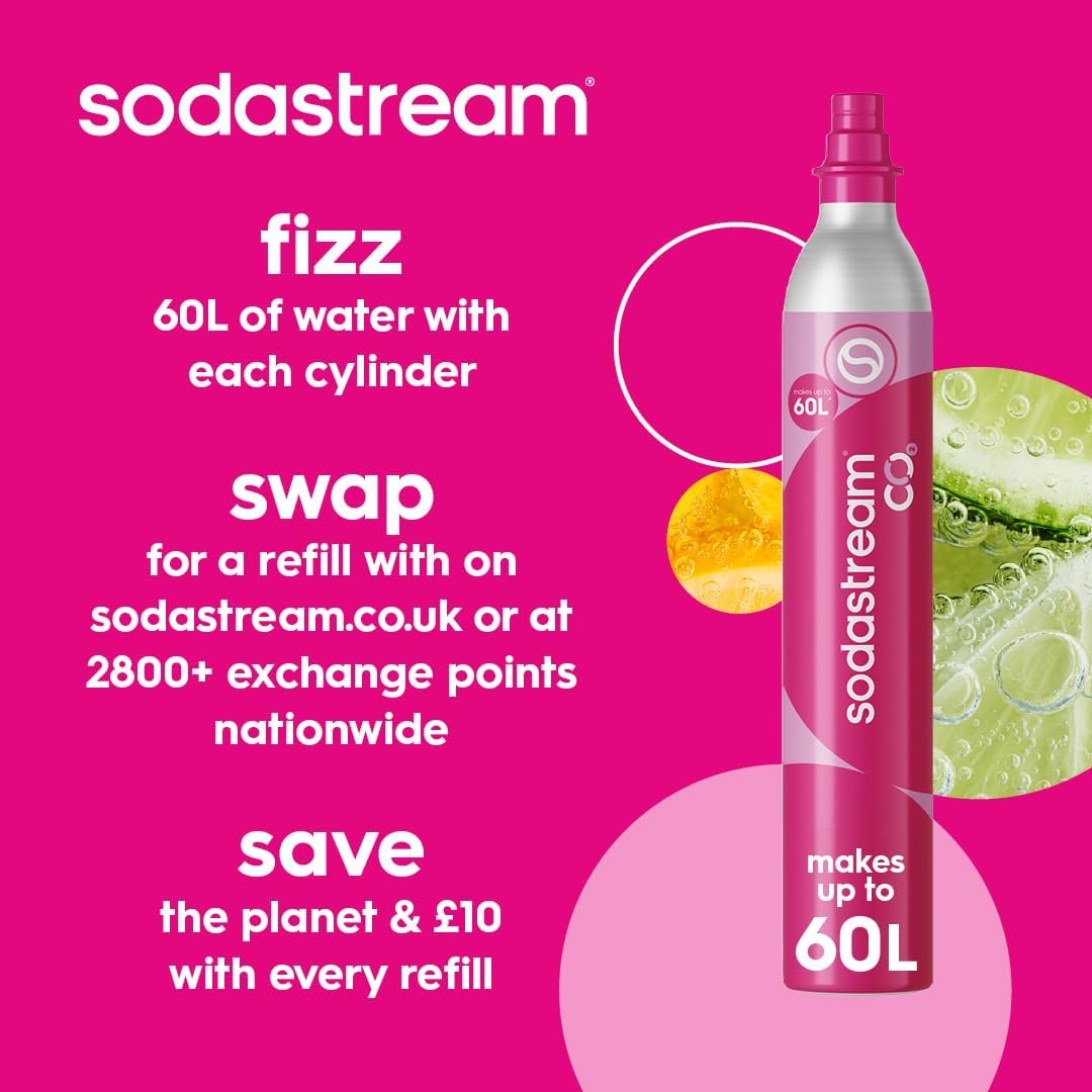 Sodastream - Electric Terra Sparkling Water Maker, 3 Carbonation Settings, Quick Connect CO2, Includes 60L Gas Cylinder, BPA-Free Bottle, Black