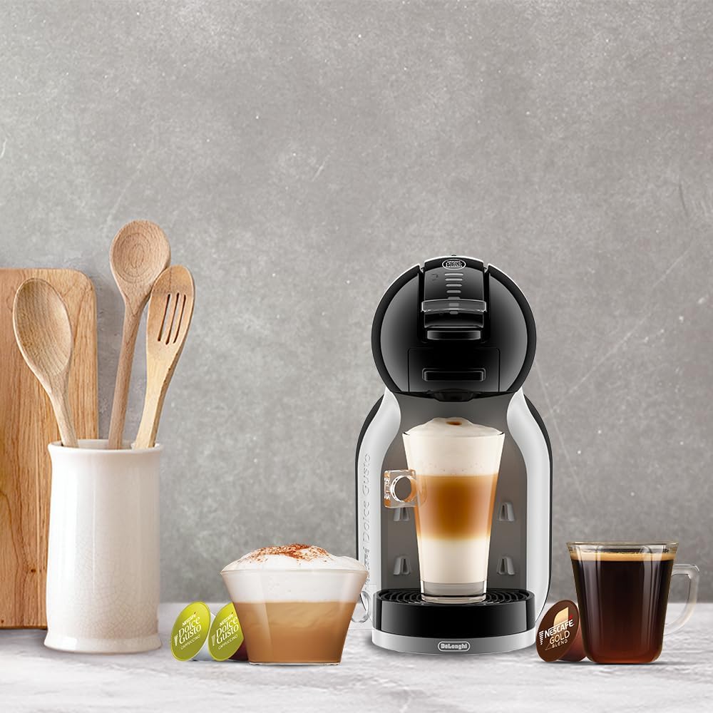 NESCAFÉ Dolce Gusto EDG155.BG Mini-Me Automatic Coffee Machine Black & Arctic Grey by De’Longhi - Starter Kit