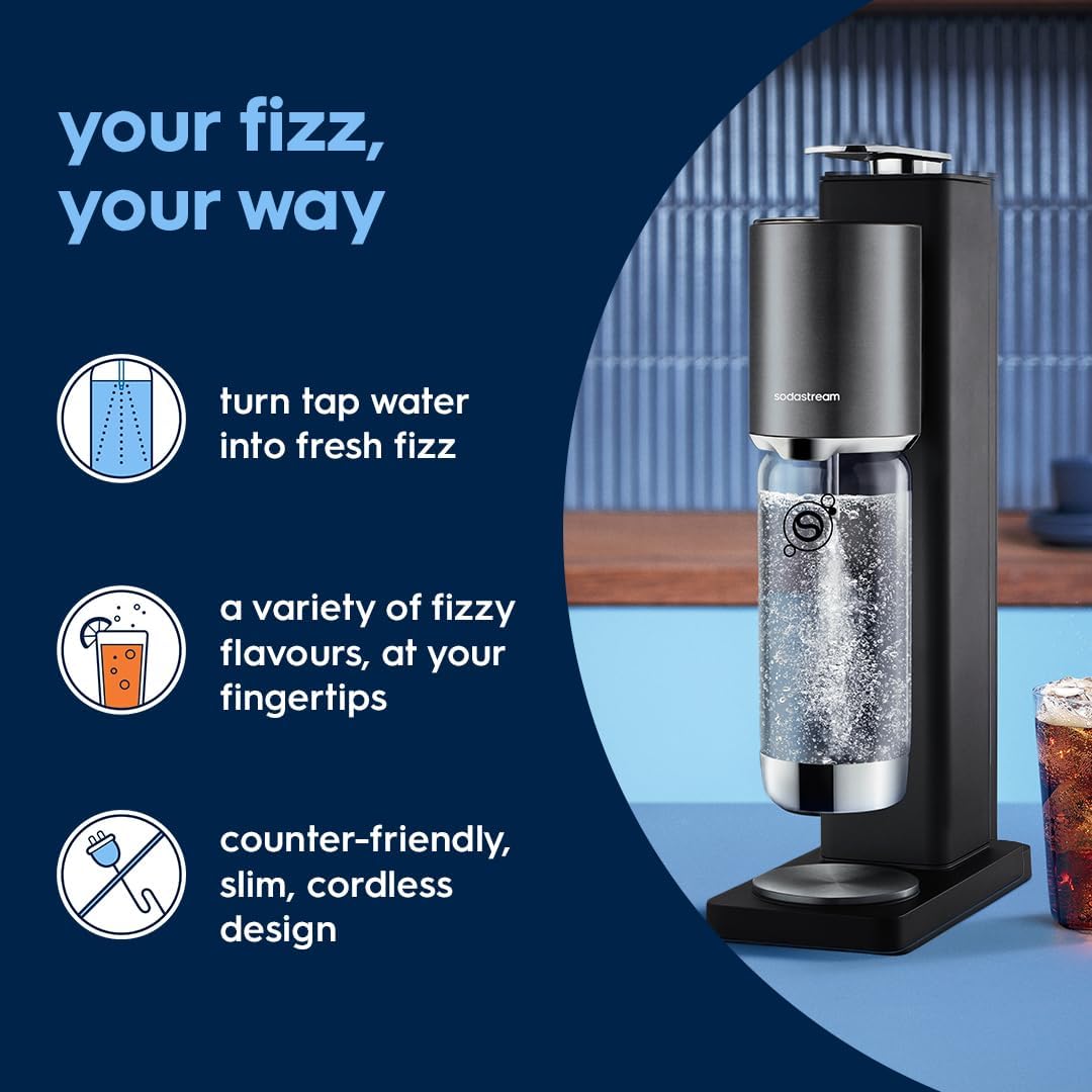 Sodastream Fresh Plus - 2 cylinder and 1 bottle, Black