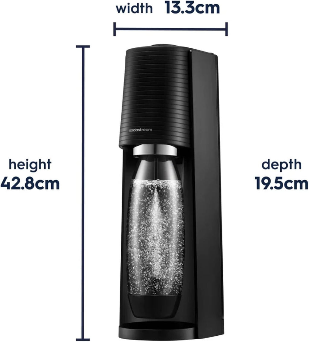 SodaStream TERRA Sparkling Water Maker, Soda Stream Machine Starter Kit with 1 CO2 Quick Connect 60L Gas Cylinder and 1 Reusable BPA Free Bottle, Make Pepsi at Home, Black