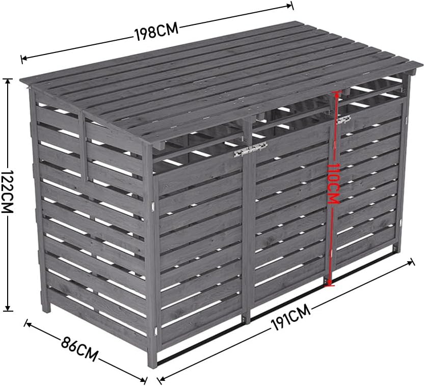 Warmiehomy 3 Wheelie Bin Storage 3x240L Bin Storage for Wheelie Bin,Grey
