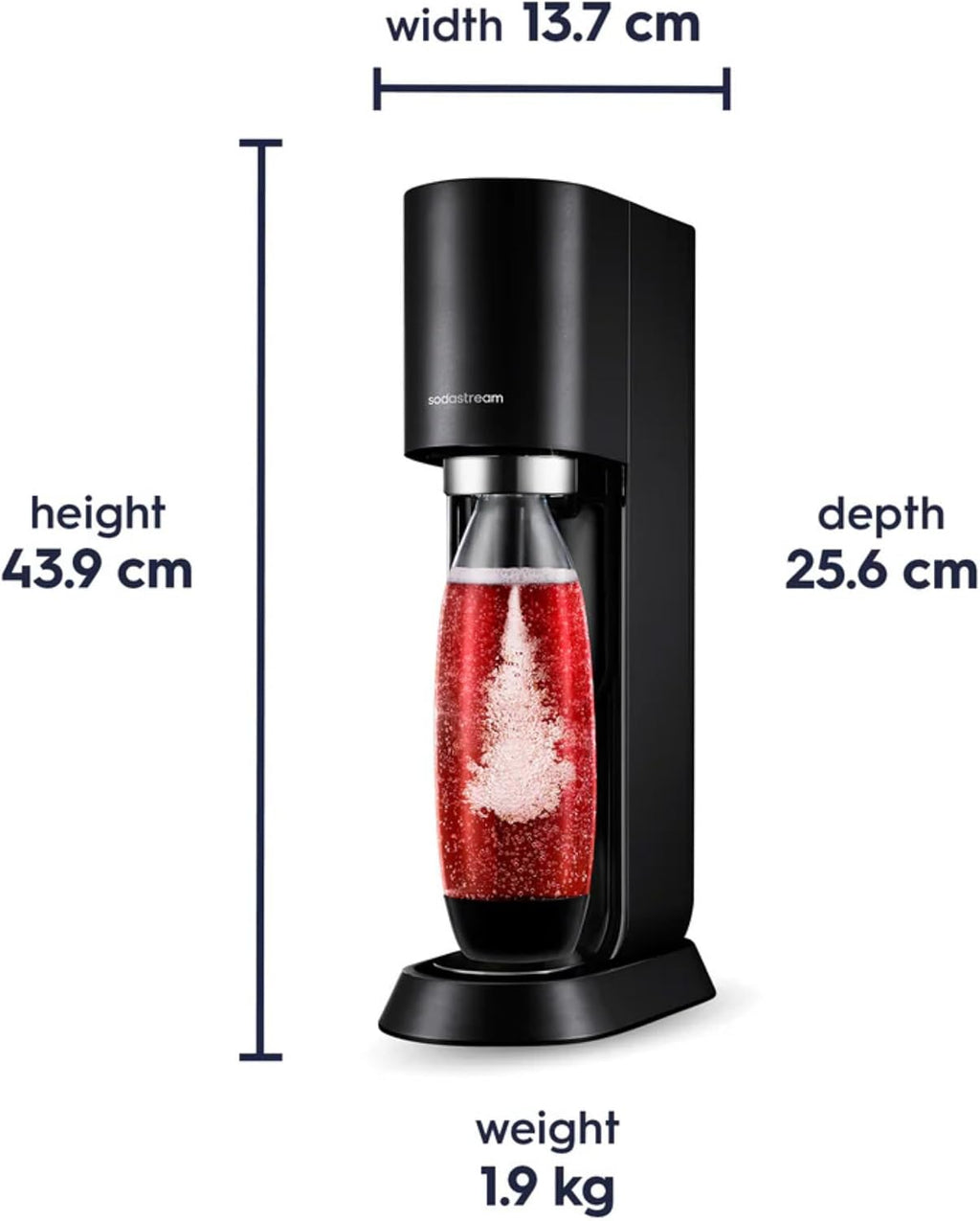 SodaStream MIX™, Sparkling Drink maker & Soda Maker, Carbonates Any Drink, With 1L Dishwasher Safe Carbonating Bottle and 1 CO2 Cylinder/Carbonator, Makes Up To 60L* Drinks, Black