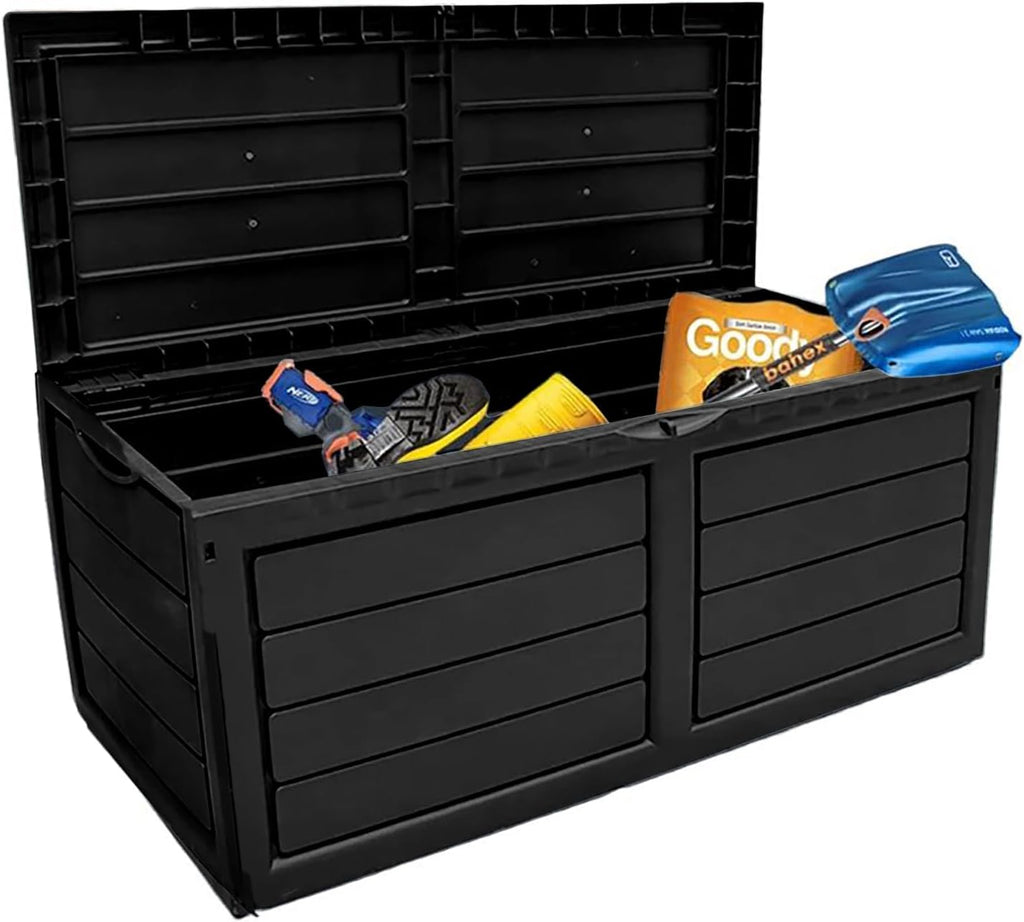 Neo 320 Litre Plastic Waterproof Outdoor Garden Plastic Storage Box Furniture (Black)