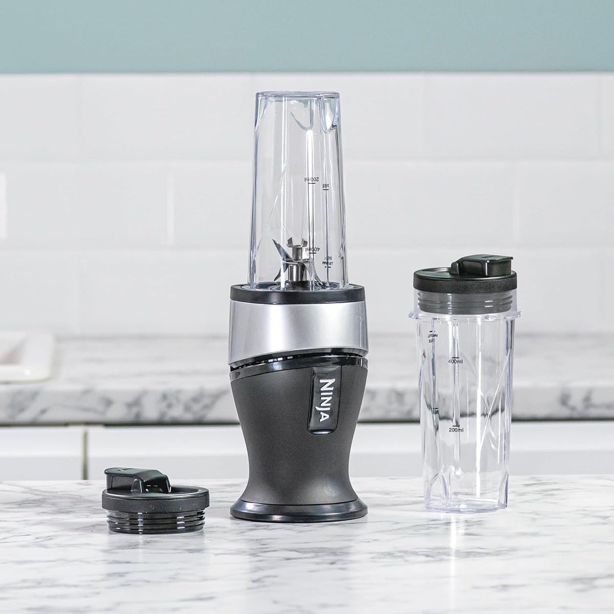 Ninja 700W Slim Blender & Smoothie Maker, Silver/Black QB3001UKS