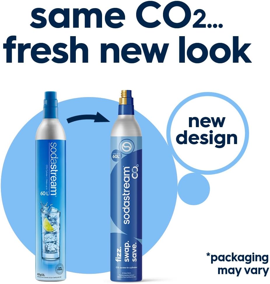 SodaStream 2 x Blue Screw-in Spare CO2 Cylinder Value Pack Refill for Genesis, Jet, and Spirit Sparkling Water Maker