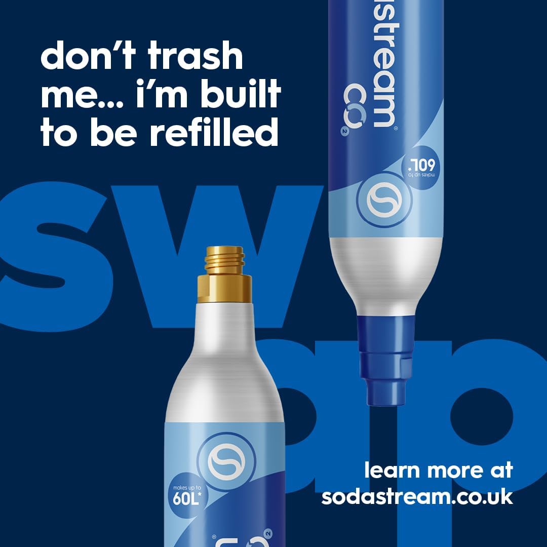 SodaStream 2 x Blue Screw-in Spare CO2 Cylinder Value Pack Refill for Genesis, Jet, and Spirit Sparkling Water Maker