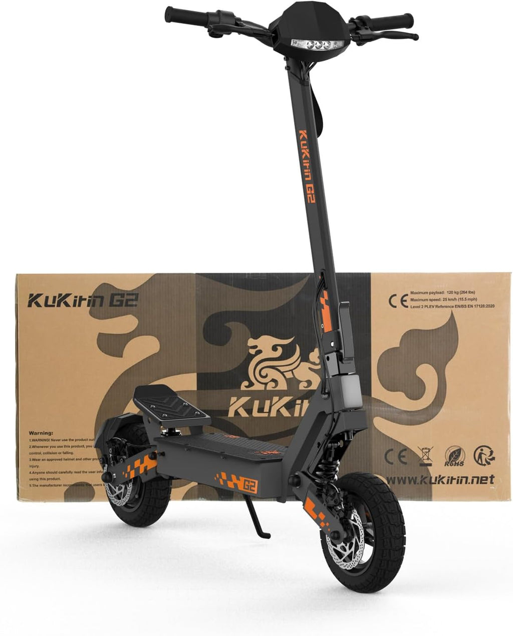 KUKIRIN G2 Electric Scooter for Adults, 55km Long Range, Foldable E Scooter, 10-Inch Tubeless Tyres, Dual Suspension, Dual Disc Brakes, Touch Display, IPX4 Water Resistant, EN17128
