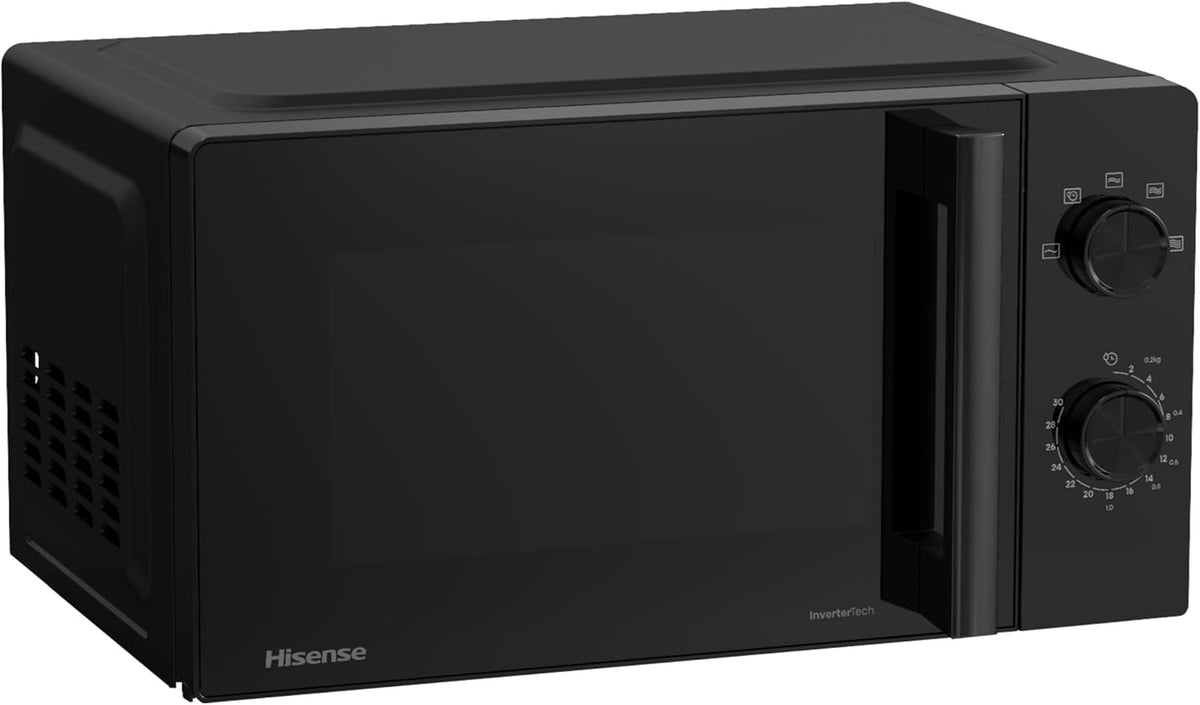 Hisense 700 Watts 20 Litre Inverter Microwave Oven H20MOBP1HIUK Black, Automatic Defrost, 5 power levels, Easy Clean, H24.1 x W43.4 x D32.9 cm Freestanding