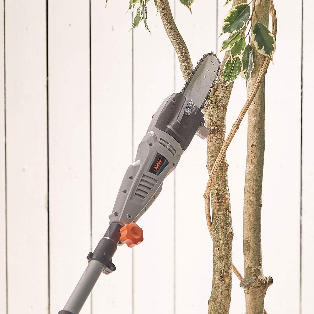 VonHaus Pole Hedge Trimmer & Chainsaw 2 in 1 750W – Corded Electric Extendable Reach 2.4m Cutter for Hedges, Bushes, Branches, Shrubs, Twigs – Comes with Blade Cover, 10m Cable, Harness & More