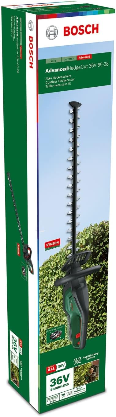 Bosch Cordless Hedge Cutter AdvancedHedgeCut 36V-65-28 (Without Battery, 36 Volt System, Blade Length 65 Cm, in Carton Packaging)