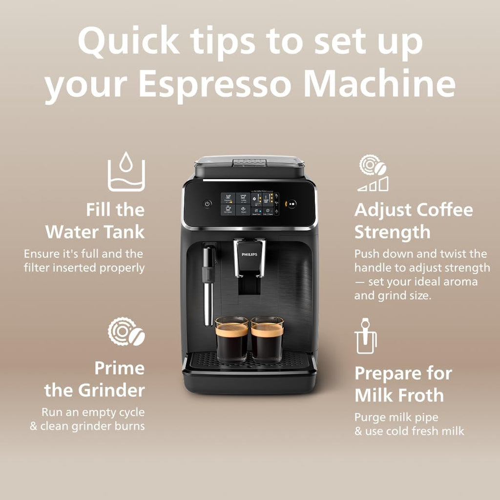 PHILIPS 2200 Series Bean to Cup Coffee Machine, 2 Drinks One Touch
