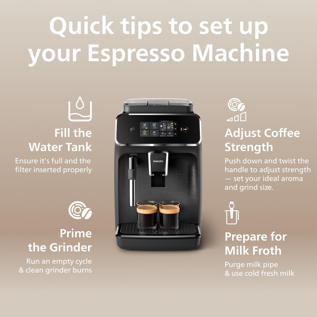 PHILIPS 2200 Series Bean to Cup Coffee Machine, 2 Drinks One Touch