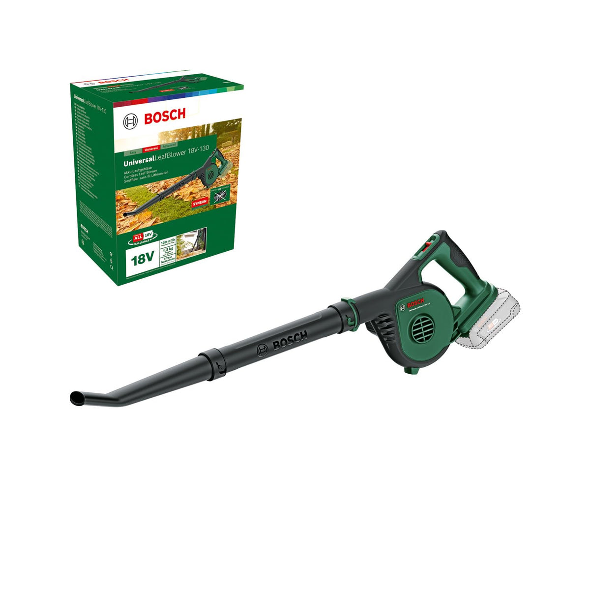 Bosch Cordless Leaf Blower ALB 18 LI (Without Battery, 18 Volt System, in Carton Packaging), Classic Green