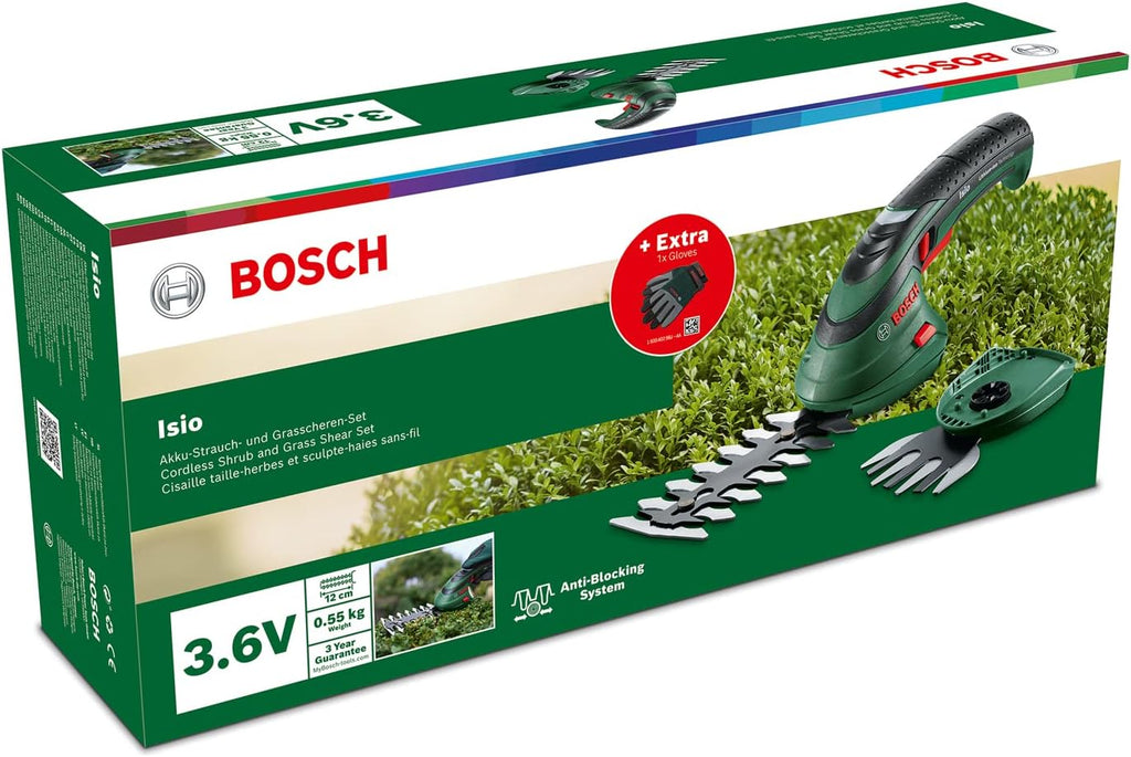 Bosch Cordless Hedge Trimmer / Grass Shear Set Isio