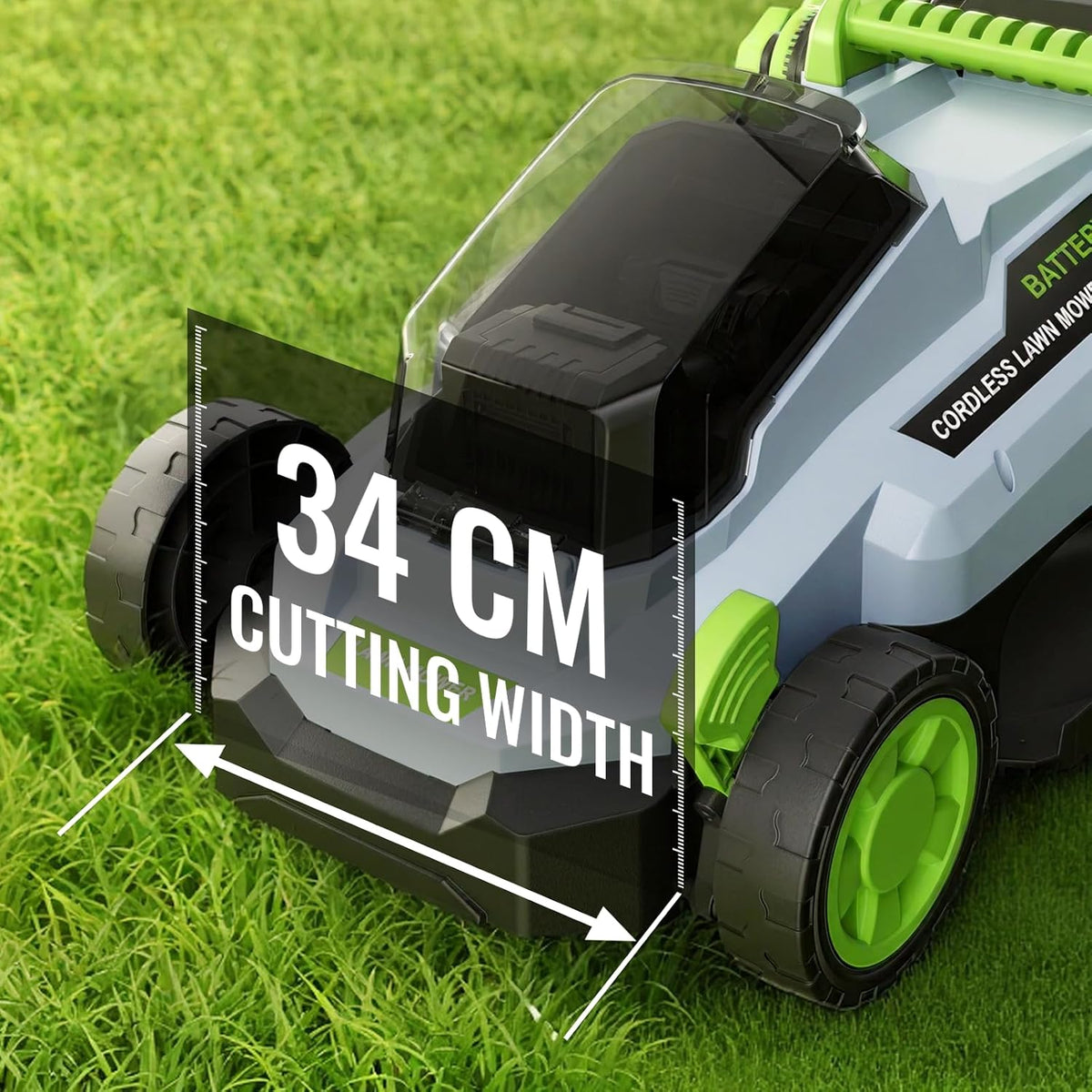 ETOOLAB 40V Cordless Lawnmower, 34cm Cut, Brushless, For Medium Gardens