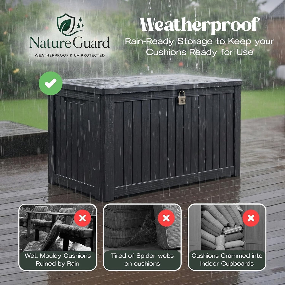 Olsen & Smith 680L Large Recycled Outdoor Garden Storage Box & Chest
