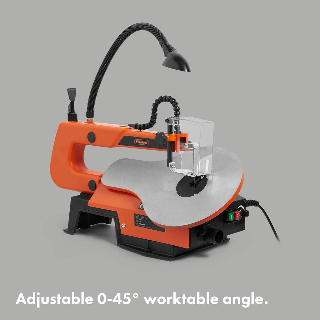 VonHaus Scroll Saw 405mm with Variable Speed and LED Light - Suitable for Pinned and Pinless Blades - Adjustable Worktable
