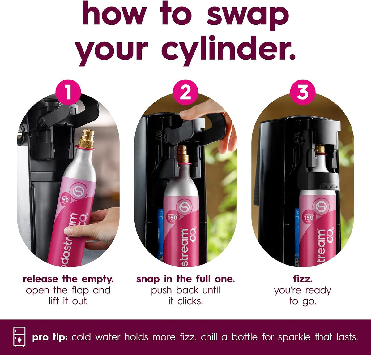 SodaStream CO2 Gas Cylinder Refill 2 Pack, 2 x 60L Pink Quick Connect, Soda Stream Gas Refill, Makes Up to 120 Litres, Compatible with Terra, Duo, Art, Gaia, ULTIMATE, E-Duo and ENSO