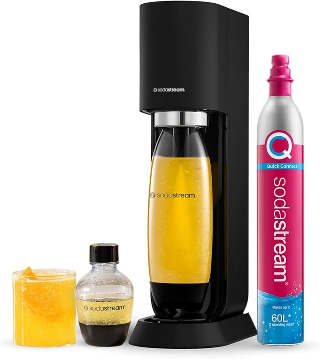 SodaStream MIX™, Sparkling Drink maker & Soda Maker, Carbonates Any Drink, With 1L Dishwasher Safe Carbonating Bottle and 1 CO2 Cylinder/Carbonator, Makes Up To 60L* Drinks, Black